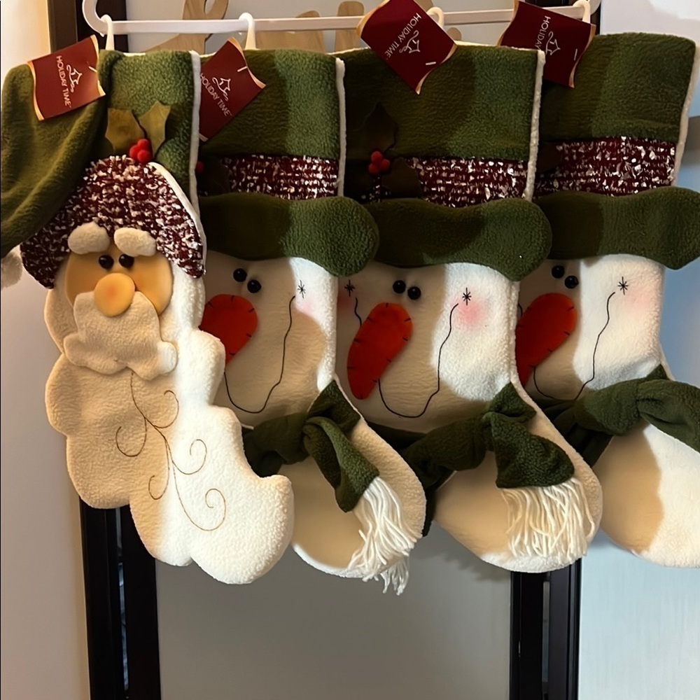 Holiday Time Green and White Snowman Stockings